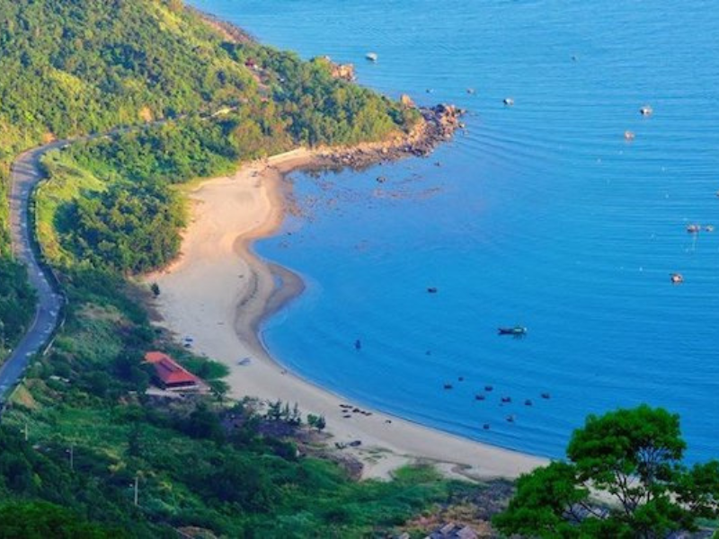 Vẻ đẹp thuần sắc tự nhiên tại bãi biển Tiên Sa – Điểm đến yên bình giữa lòng Đà Nẵng 2 Toàn cảnh bãi biển Tiên Sa Đà Nẵng với làn nước xanh trong và cung đường uốn lượn